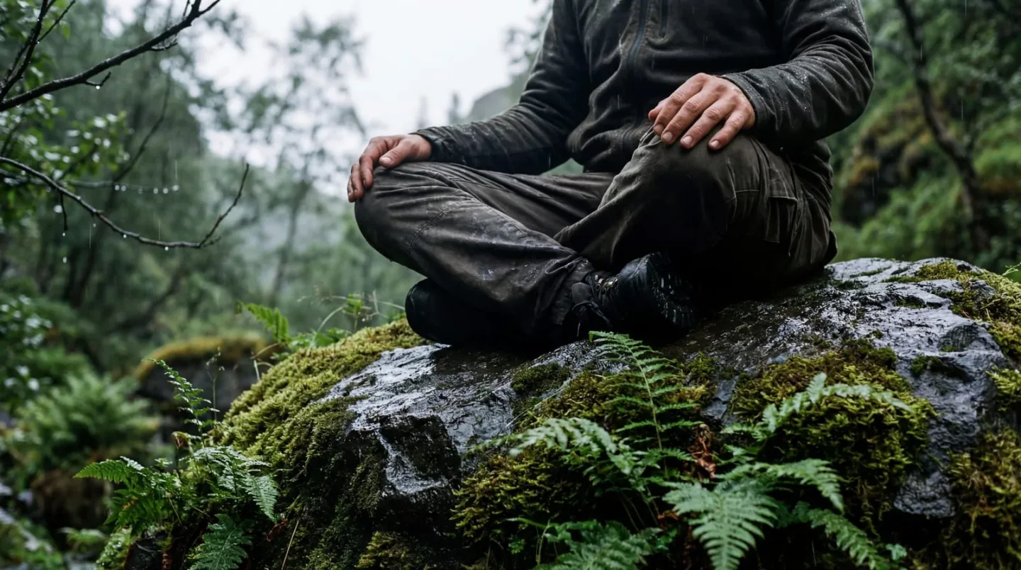 man meditating while huking