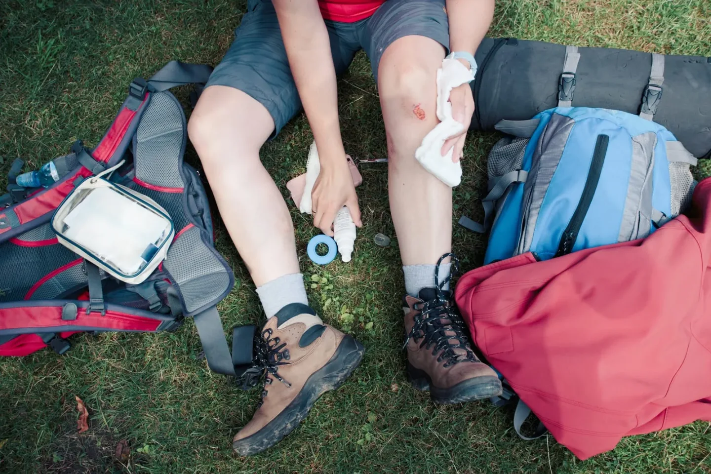 man deaking with hiking injuries