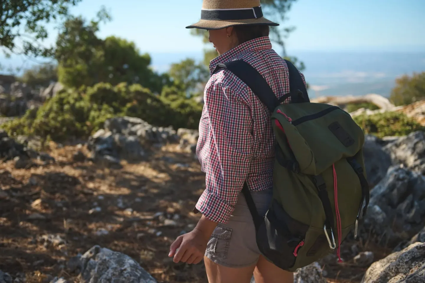 woman wearing a hiking backpack