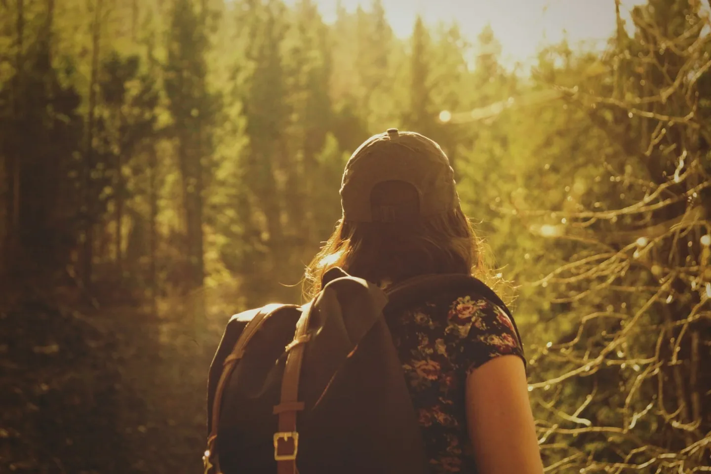 woman hiking in summer clothes